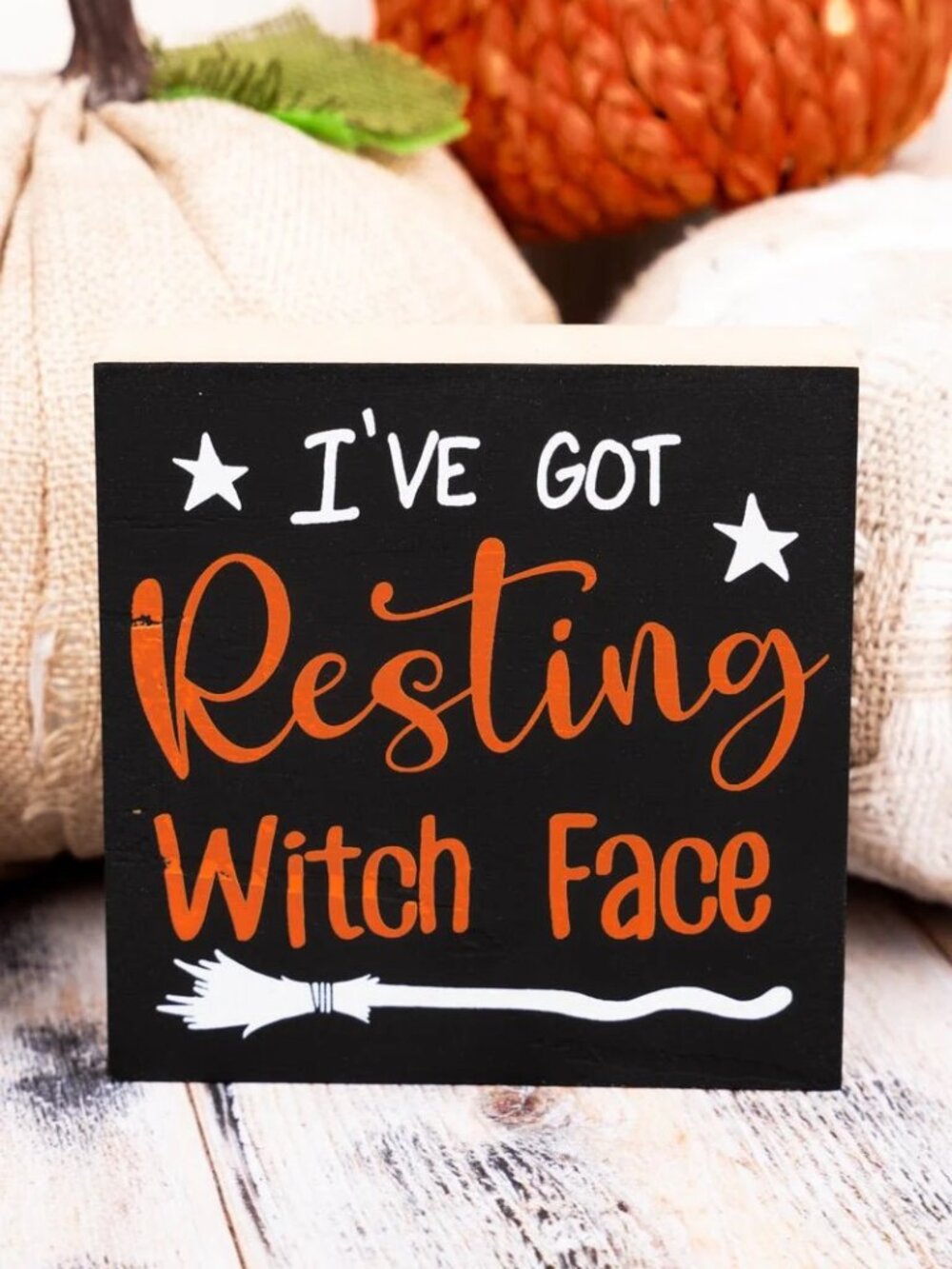 I've Got Resting Witch Face Wood Block Sign Funny Halloween Witch Home Décor NWT